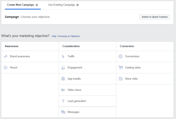 Choose the proper type of campaign