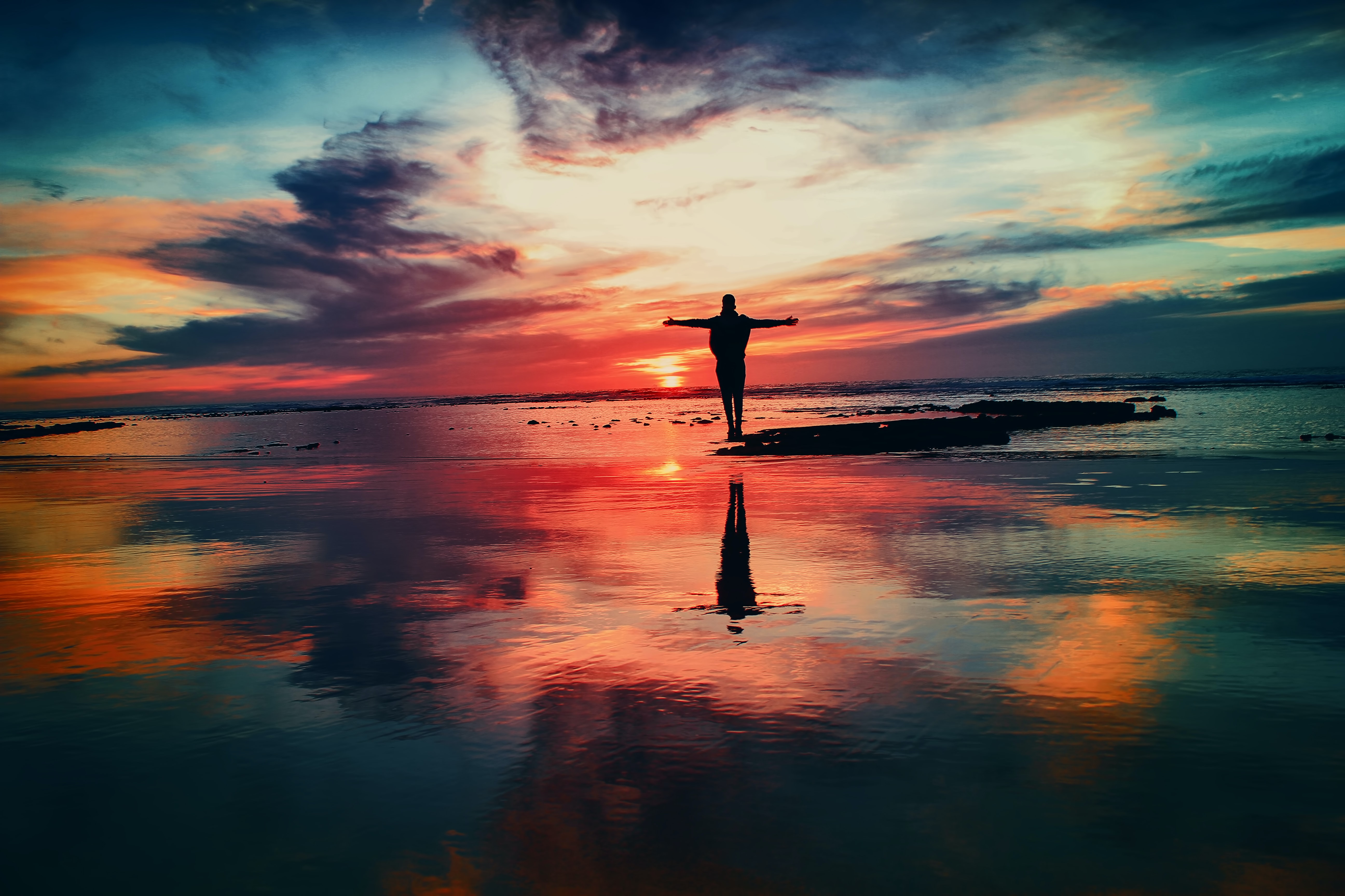 Silhouette of person during a sunset