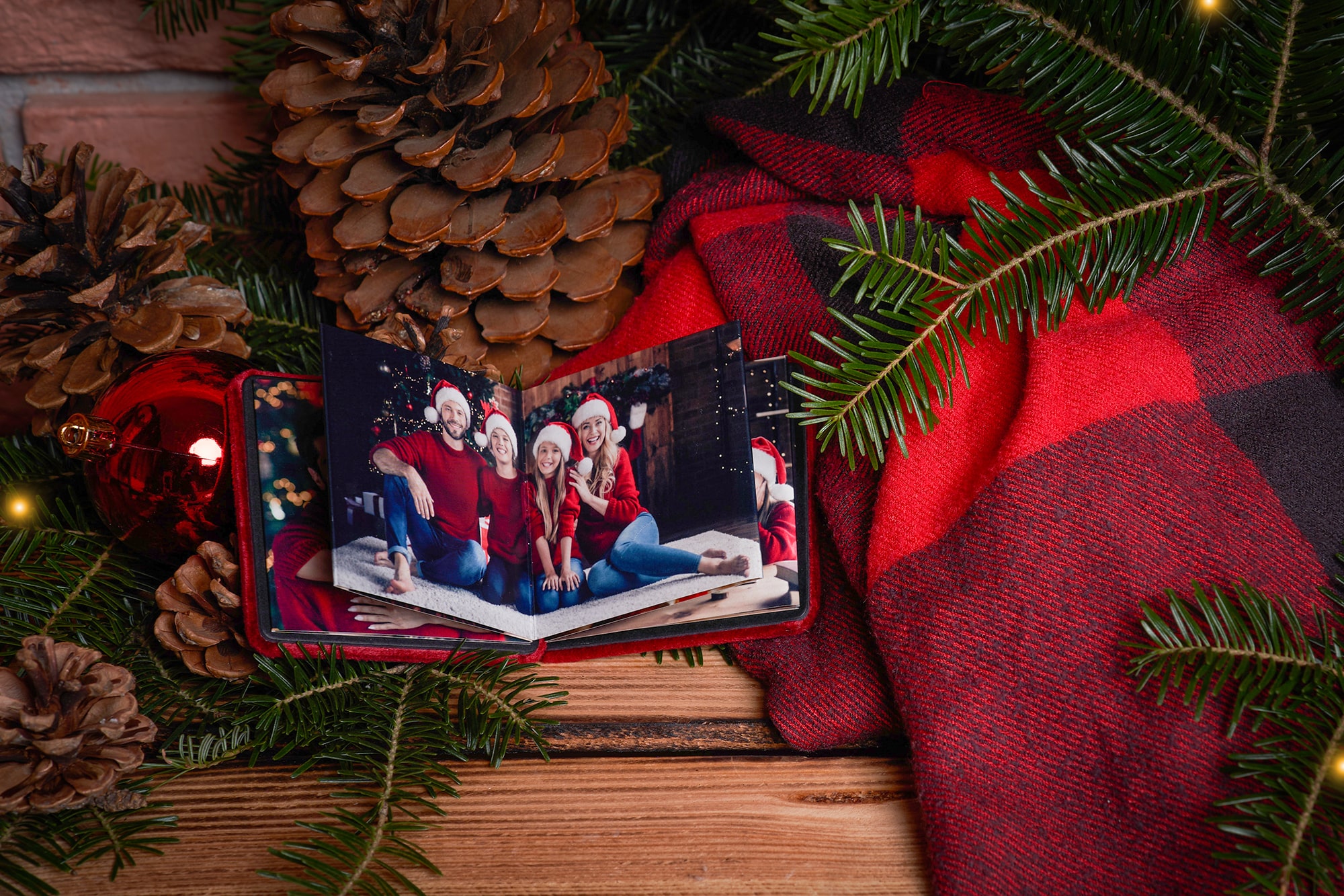 Accordian Photo Book on Red Scarf