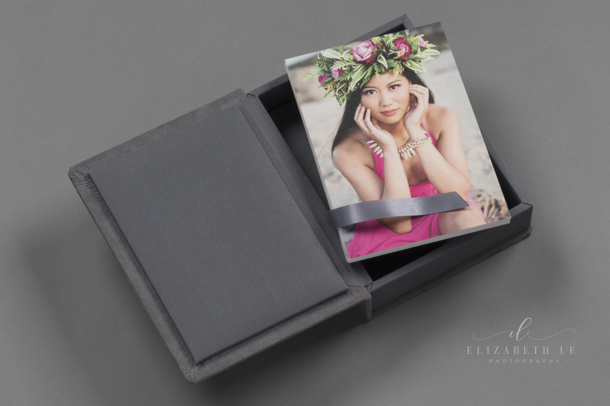 Suede Textile Folio Box with Senior Portrait 