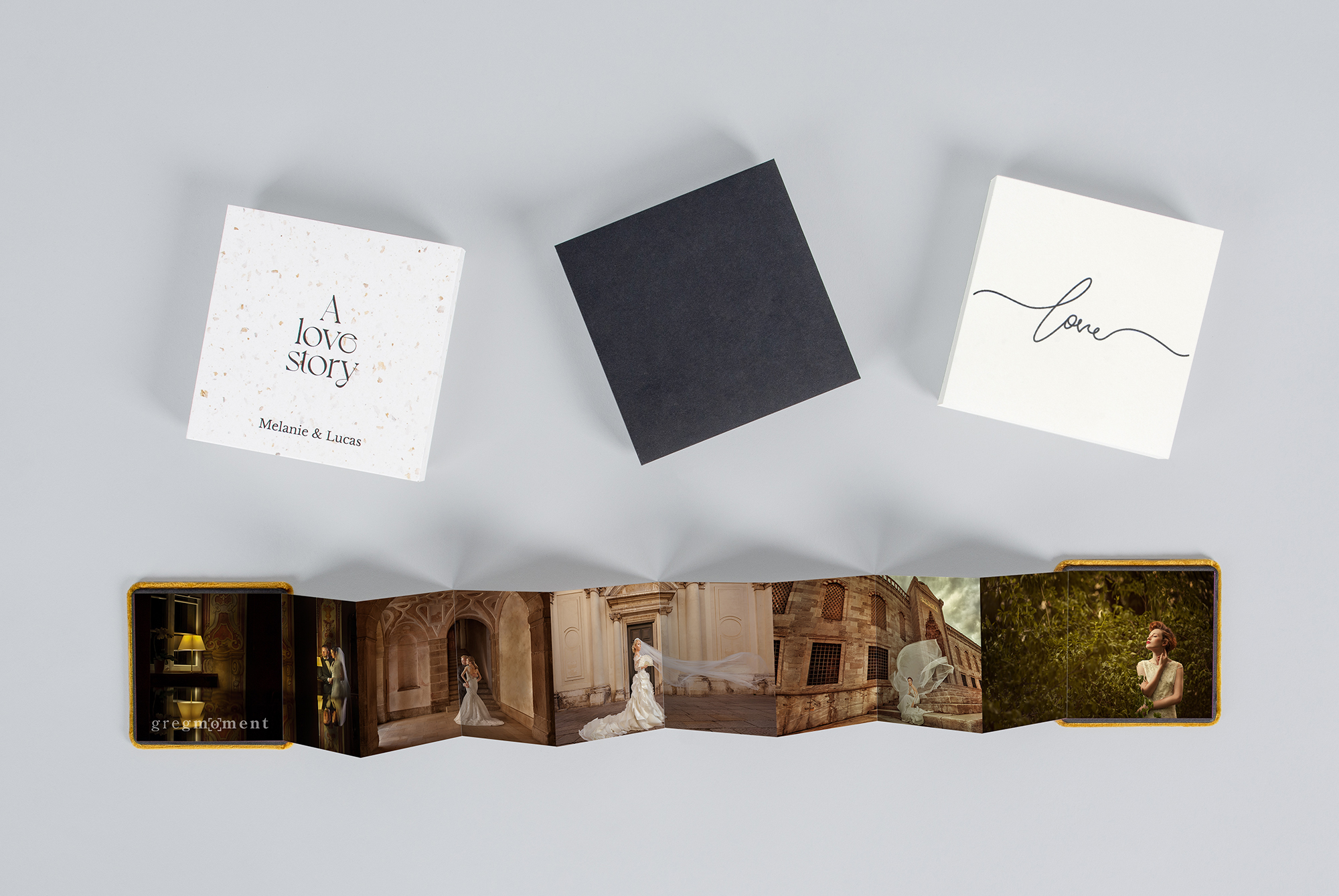 Accordion Wedding Photo Book and Gift Boxes