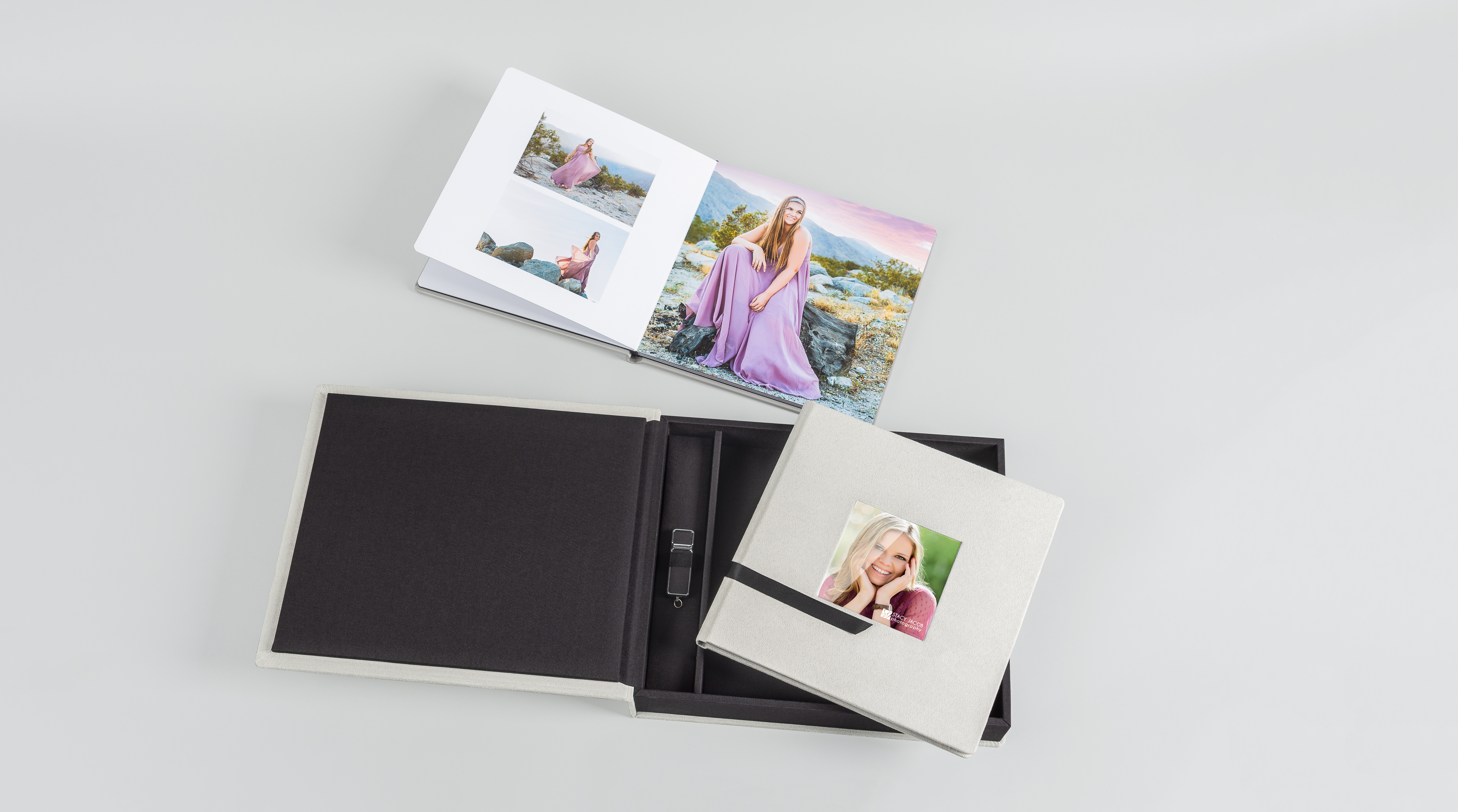USB and Photo Album Set with Senior Portriats Photos