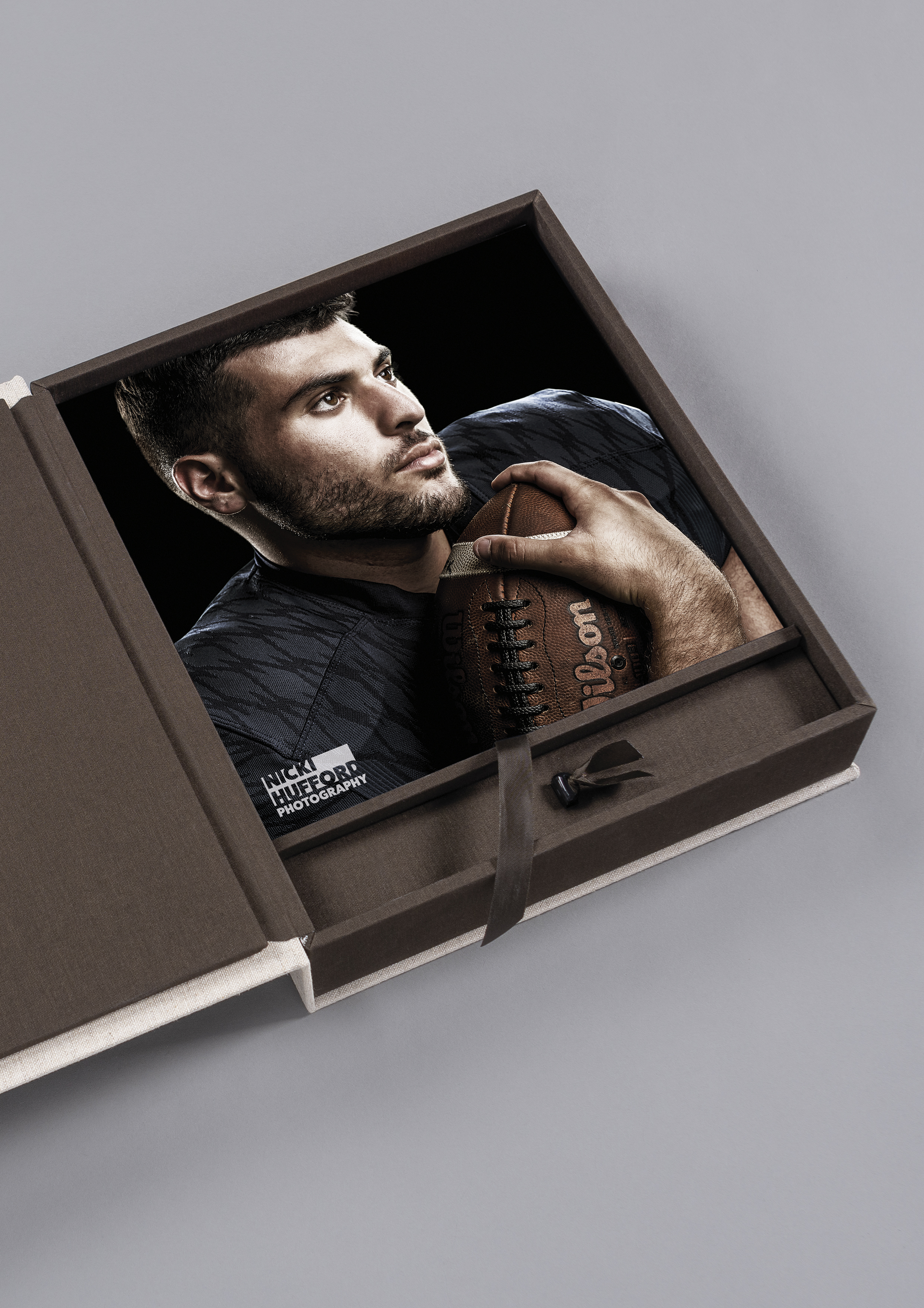 Senior Football Photo in Folio Box with USB