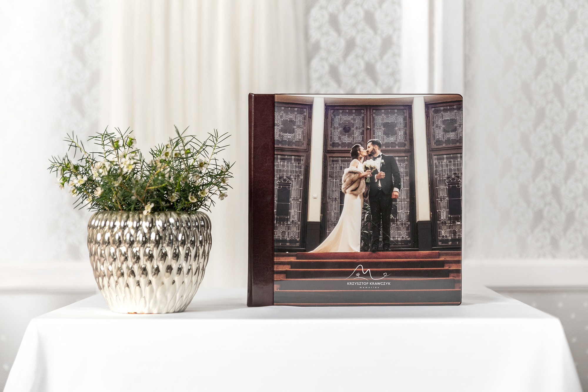 professional wedding album with a full acrylic cover