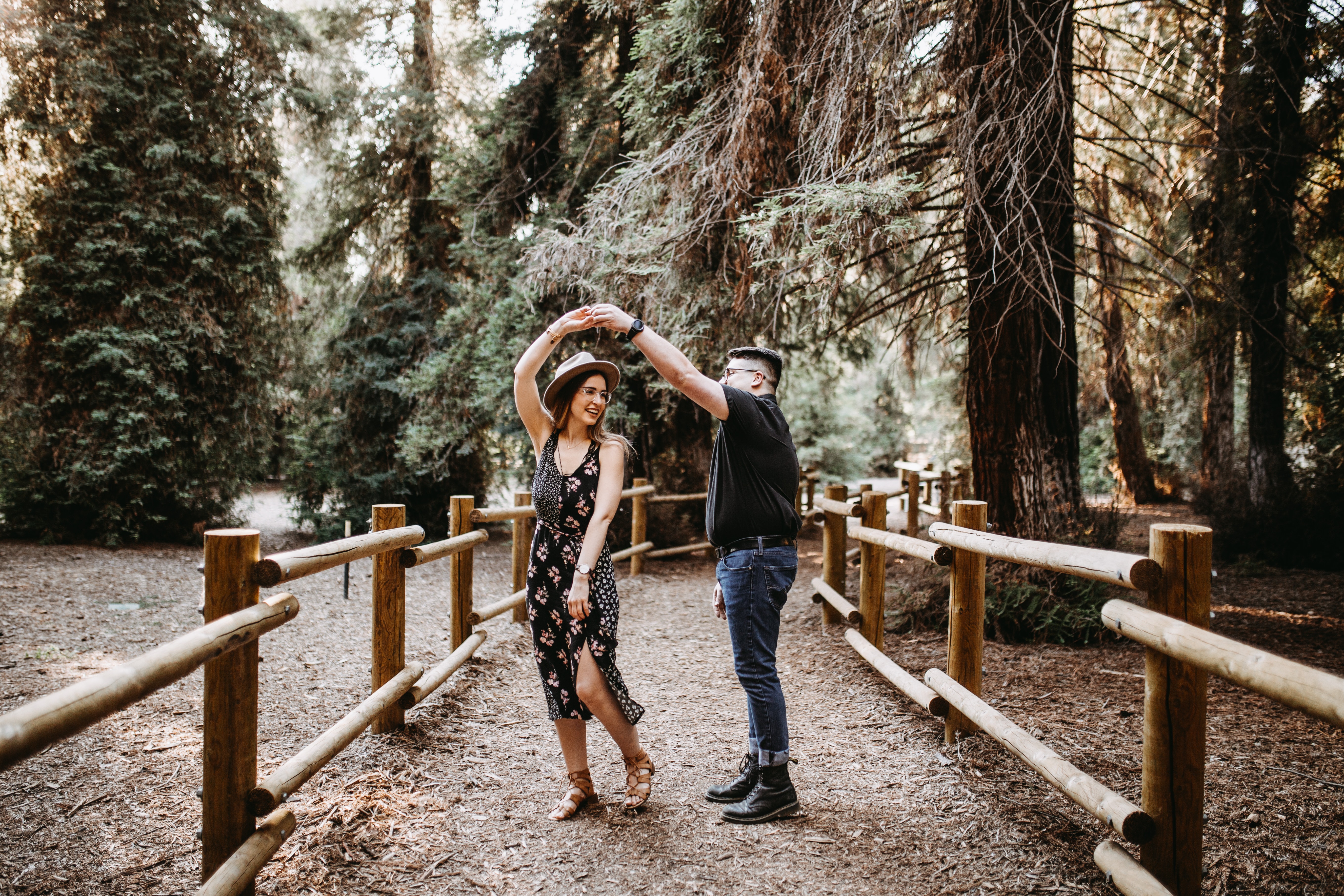 Couple dancing in a forest