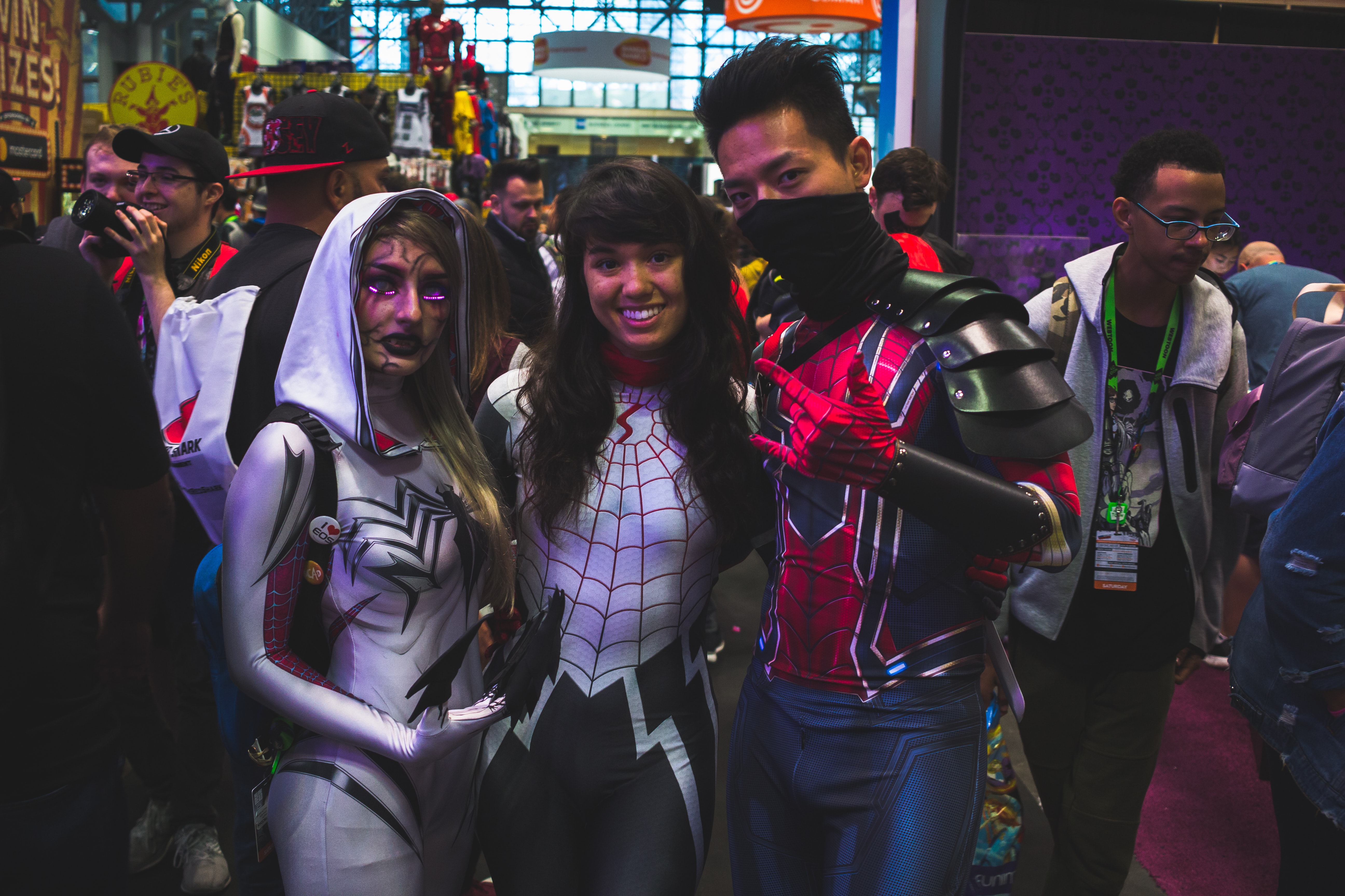 Cosplayers dressed as Spider-Man Characters